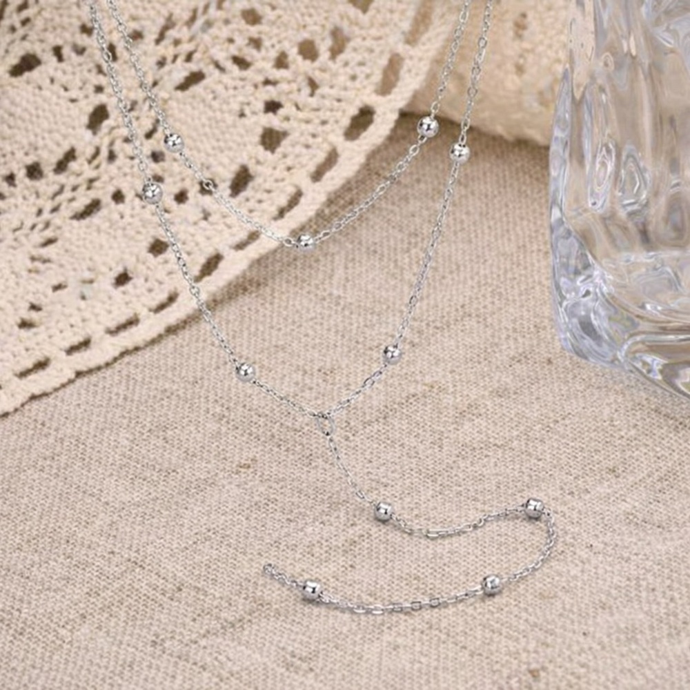 NEW SILVER Y LARIAT BEAD DROP NECKLACE - Picture 2 of 5